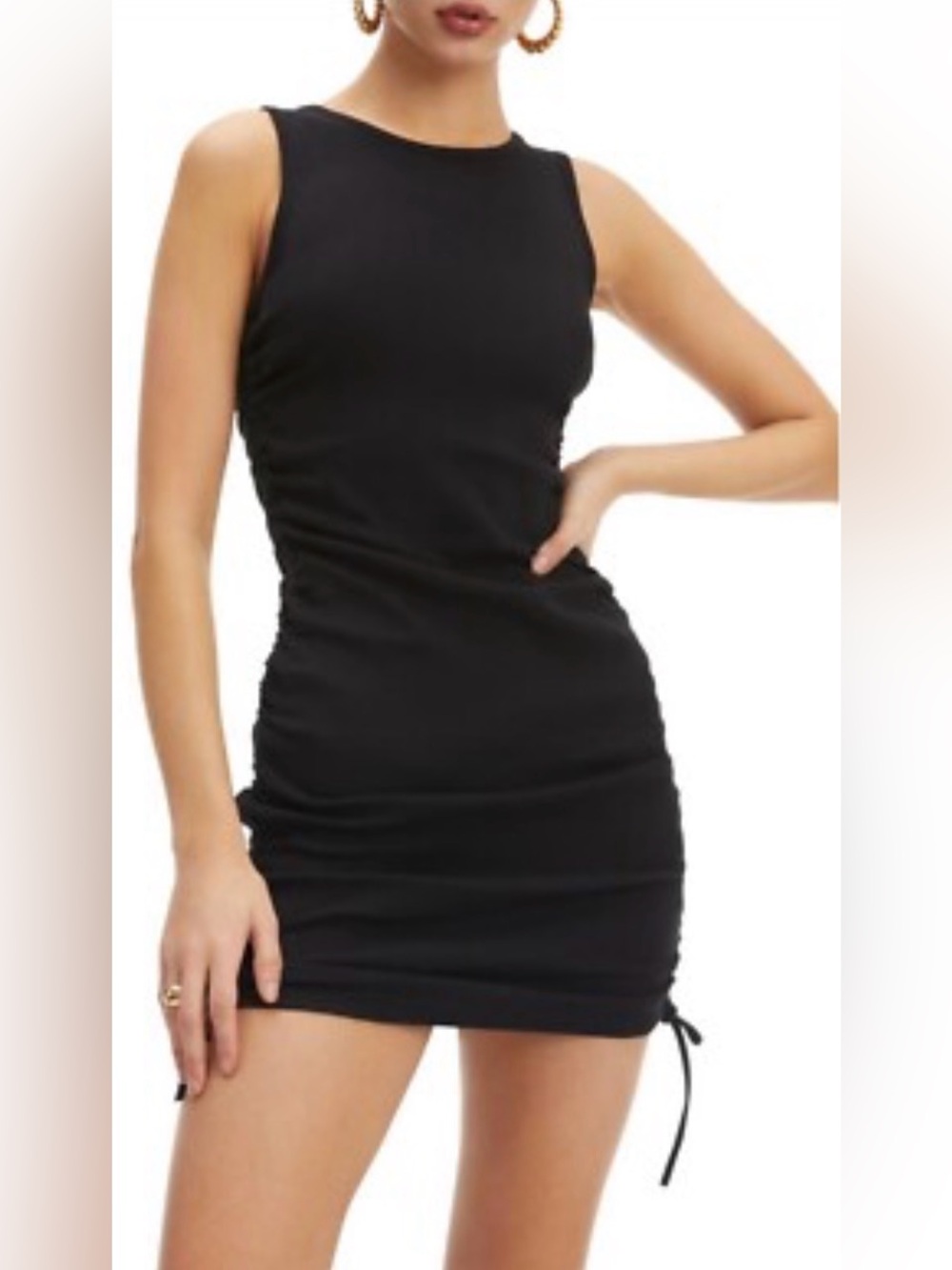 Good American NWT Black Ruched Tank Dress